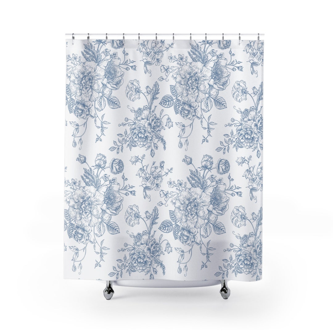 AMHNF White Rose Floral Shower Curtain - Romantic Red Butterfly Design, 74.8x70 Inches, Polyester - View #7
