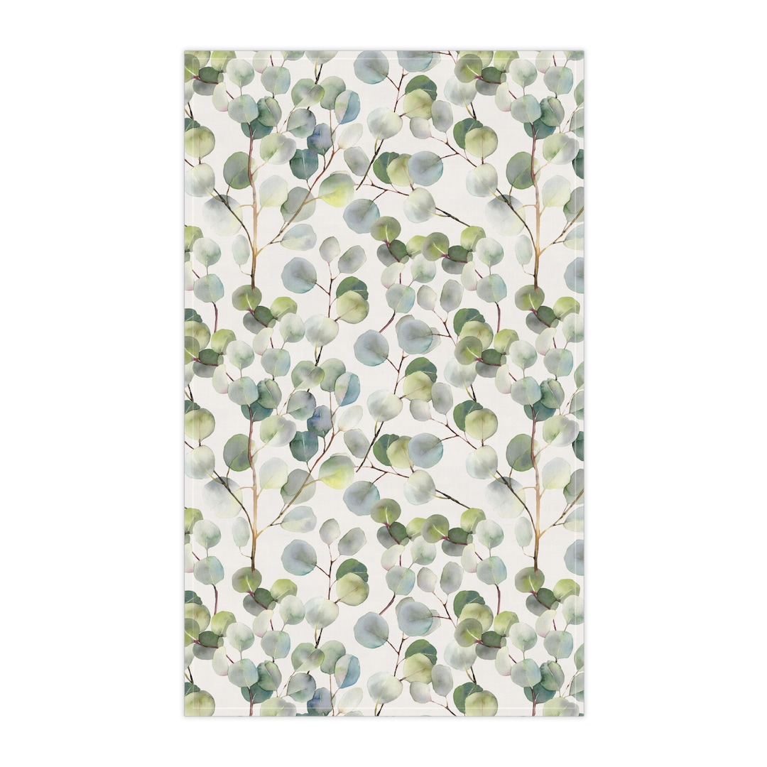 Botanical Kitchen Towel Eucalyptus Dish Towel Watercolor Leaves Kitchen Decor Greenery Tea Towel