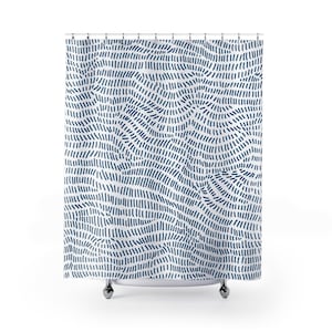 Minimalistic Shower Curtain Blue Bathroom Decor minimal Shower Curtain abstract bathroom decor white blue shower curtain hand drawn pattern