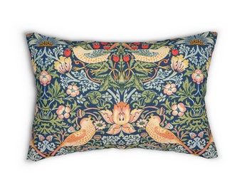 William Morris Lumbar Pillow: Vintage Floral Botanical Decor