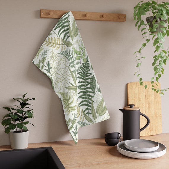 Botanical Kitchen Towel Fern Dish Towel Woodland Kitchen Decor Greenery Tea  Towel Cottagecore Hostess Gift Kitchenware Housewarming Gift 