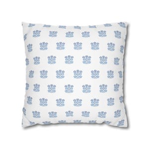 Block print throw pillow cover retro coastal blue flowers pillow case regency pillow cover vintage accent pillow cottagecore grandmillenial