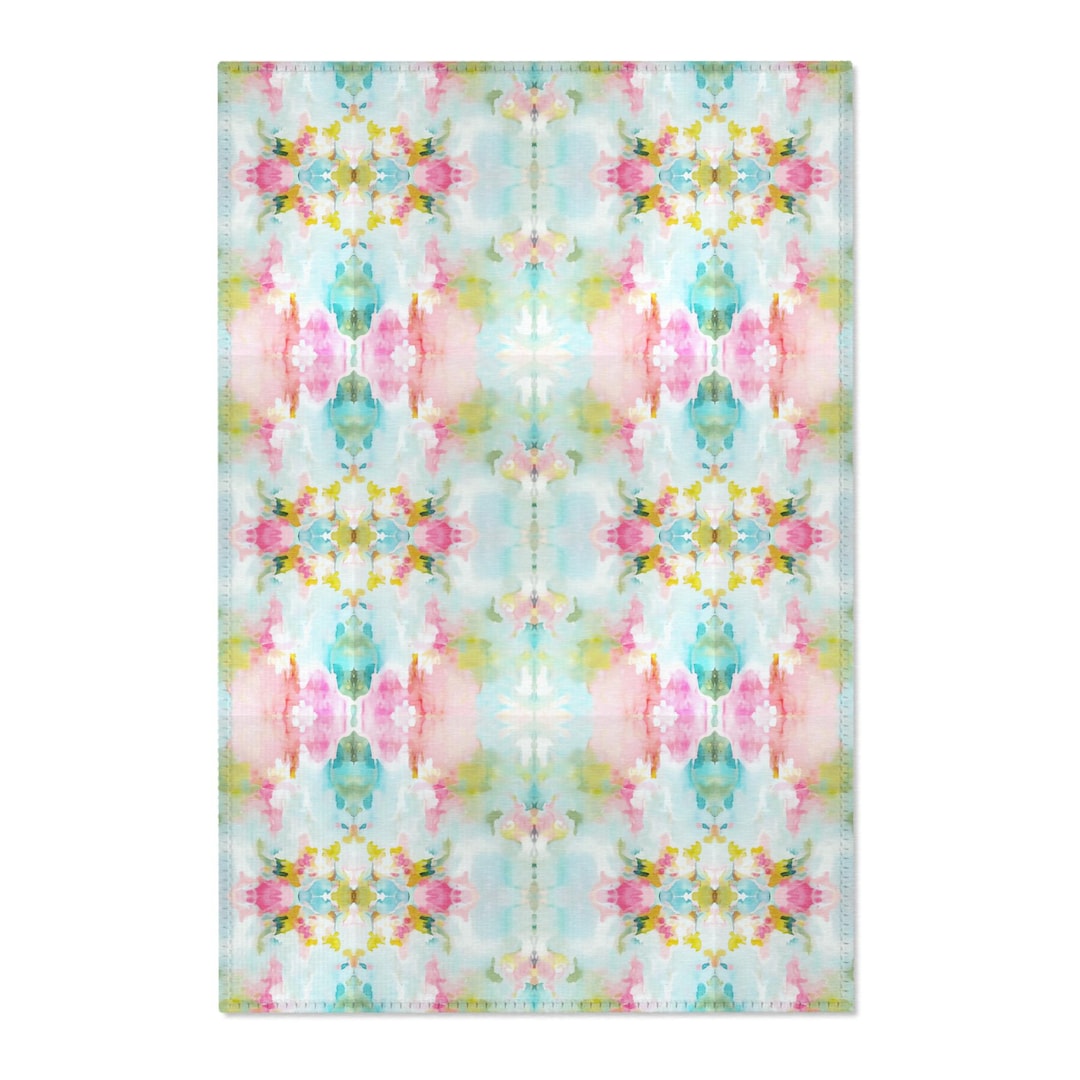 Mirrored Area Rug Blush Pink Mint Green Blue Abstract Art Paining ...