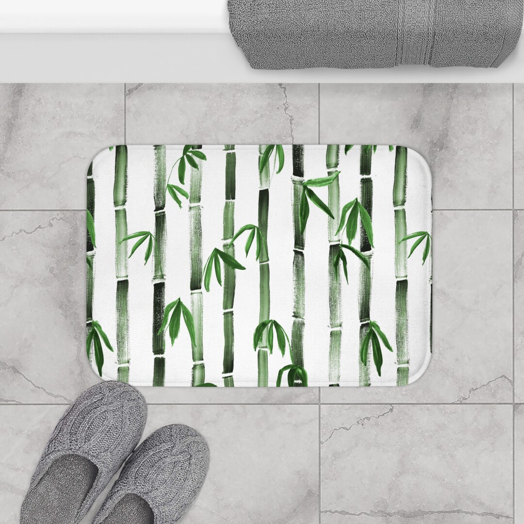 Japanese Bath Mat White Green Bamboo Bath Mats Oriental Bathroom Decor