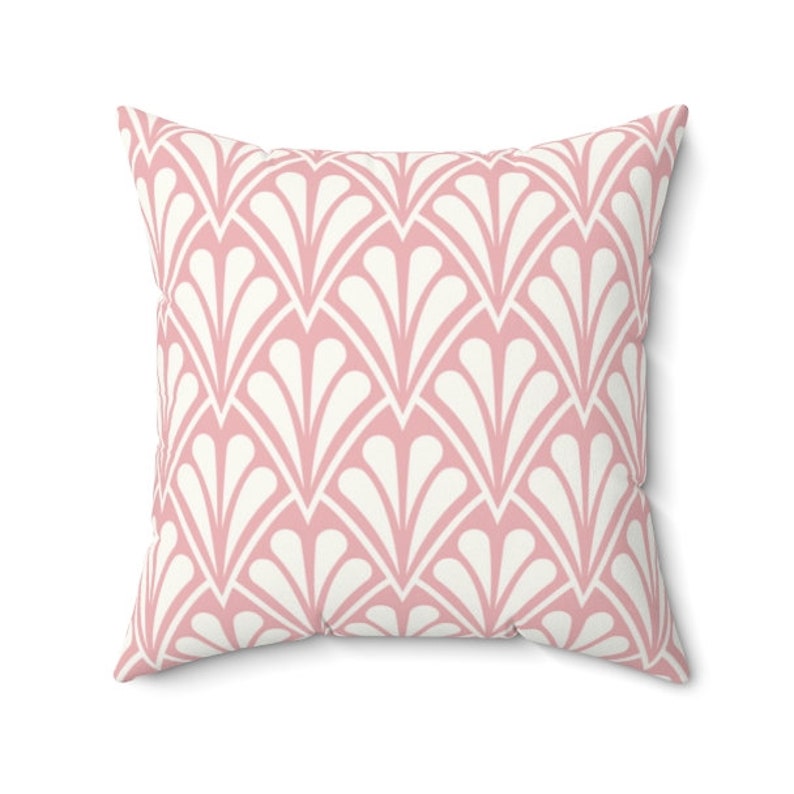 Housse de coussin art déco rose poudré, décoration géométrique de la maison rose poudré, décoration de chambre à coucher rose poudré, coussin décoratif 14 x 14 16 x 16 18 x 18 20 x 20 image 1