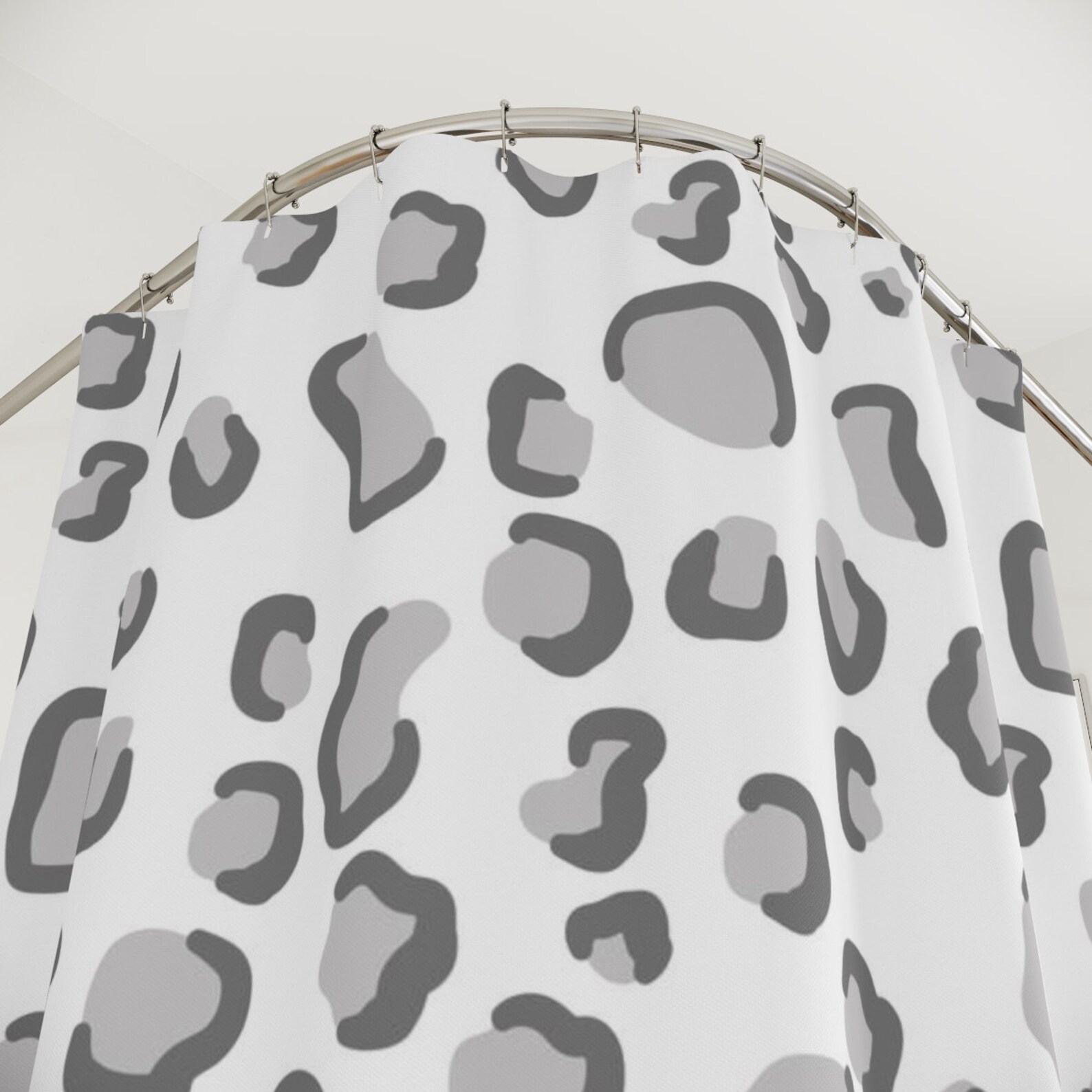 Animal Print Shower Curtain Grey Bathroom Decor Leopard Print Etsy