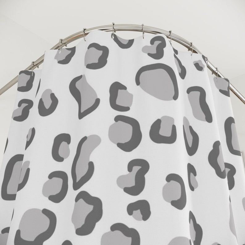 Animal Print Shower Curtain Grey Bathroom Decor Leopard Print - Etsy