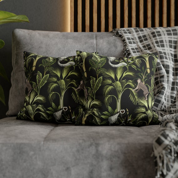 Exotic Palm Black White Yellow Decorative Throw Pillow Cover Exotic Palm Black White Yellow Decorative Throw Pillow Cover