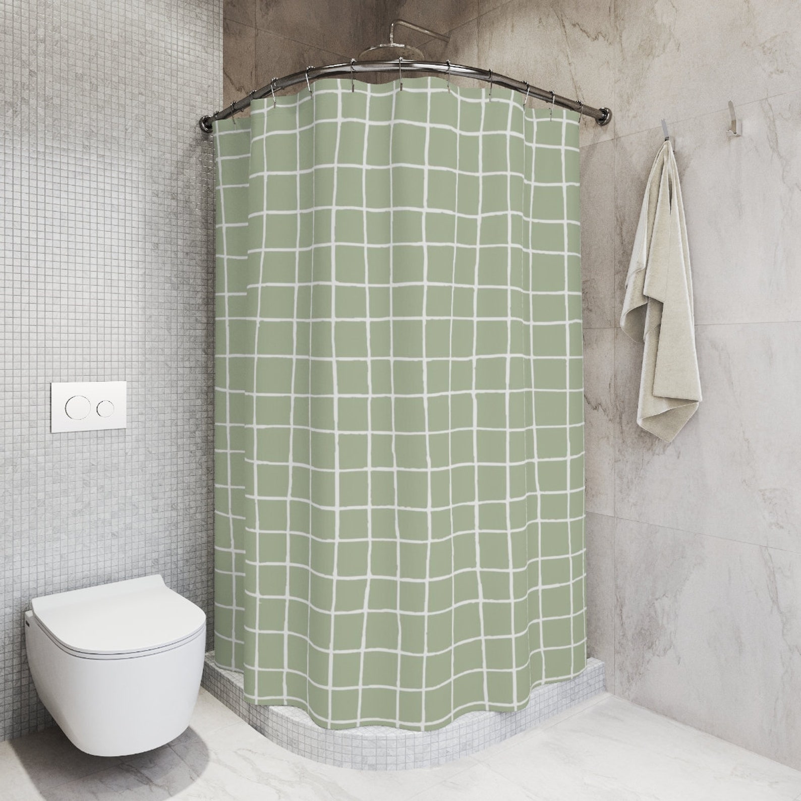 Sage Green Shower Curtain Modern Bathroom Decor Retor Bathroom - Etsy