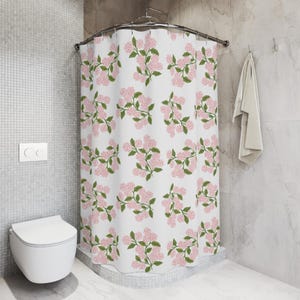 Floral Shower Curtain pink hydrangea Flowers Bathroom Decor botanical Shower Curtain vintage bathroom decor grandmillannial boho bohemian