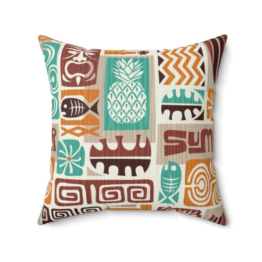 Mid Century Modern Throw Pillow Cover Orange Brown Pillow Case Etsy