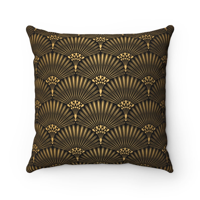 Art Deco Throw Pillow Cover Black Gold Pillow Cover Elegant Etsy