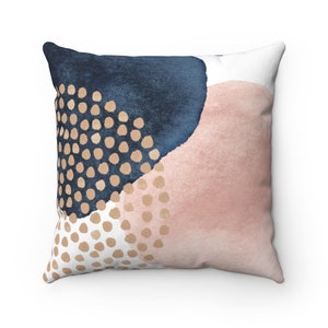 navy and blush throw pillows