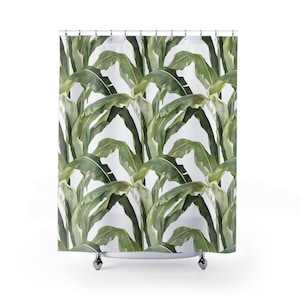 Tropical Shower Curtain tropical banana leaves Bathroom Decor green yellow jungle Shower Curtain vinage spring summer exotic botanical