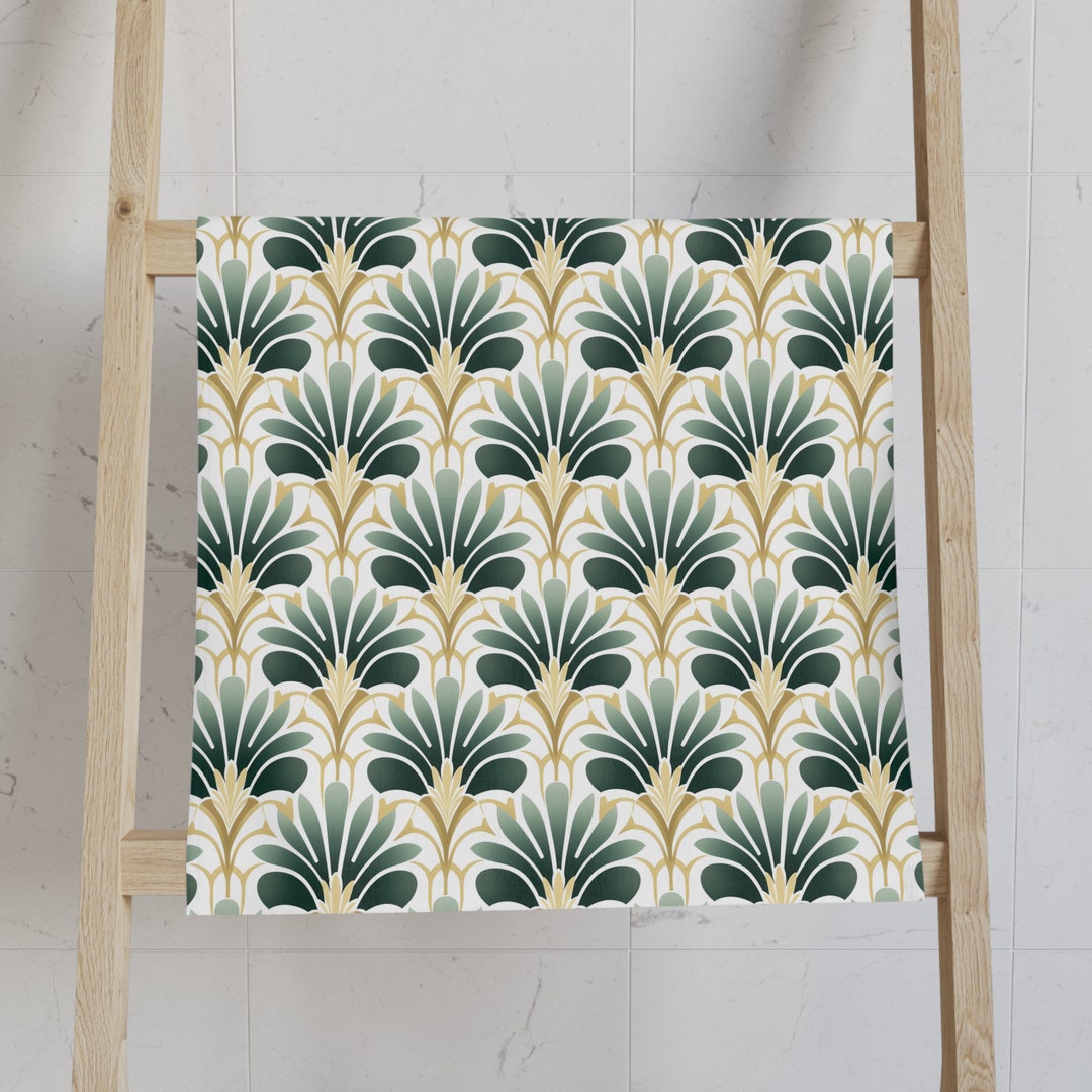 Art Deco Hand Towel Vintage Bathroom Decor Botanical Pattern Elegant ...