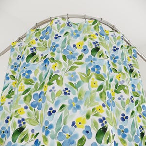 Floral Shower Curtain blue yellow green Wild Flowers Bathroom Decor botanical Shower Curtain watercolor bathroom decor modern preppy