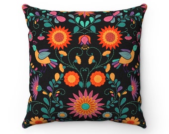 Mexican throw pillow cover mexican pattern pillow cover mexican home decor ethnic bedroom decor colorful decor boho floral pattern