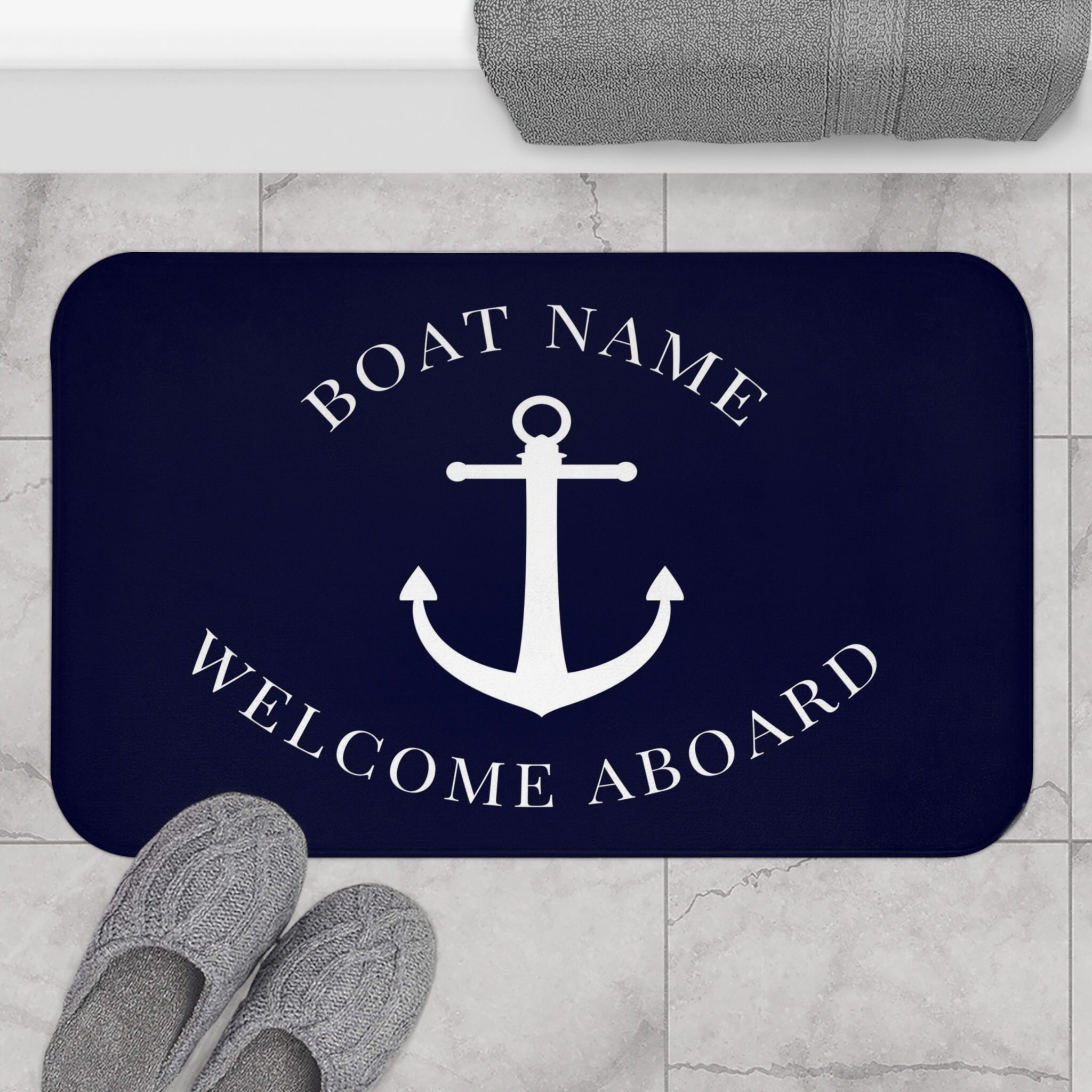 Nautical Outdoor Mat, Personalized Welcome Aboard Boat Mat
