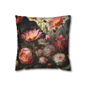 Vintage wild flowers throw pillow cover retro pillow case fall home decor autumn victorian bedroom decor moody floral decor