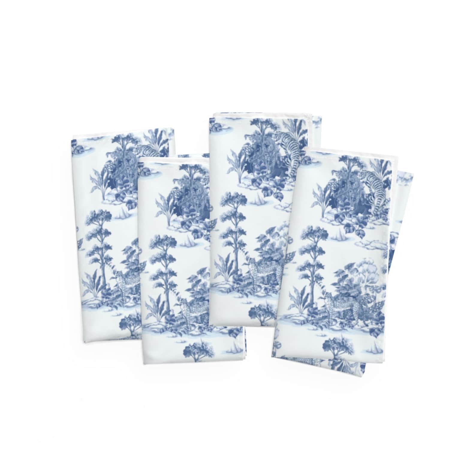 Toile Table Napkins Blue White Chinoiserie Dinner Napkins Etsy