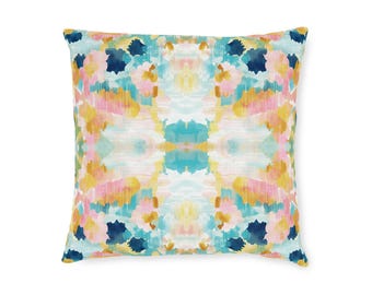 Mirrored art throw pillow cover pastel blue pink watercolor pillow case abstract art home decor college girl bedroom impressionist modern