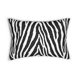 Zebra Stripes Lumbar Pillow: Black and White Animal Print Home Decor