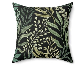 Botanical throw pillow cover vintage pillow cover greenery home decor fern leaves pattern bedroom decor accent pillow forest