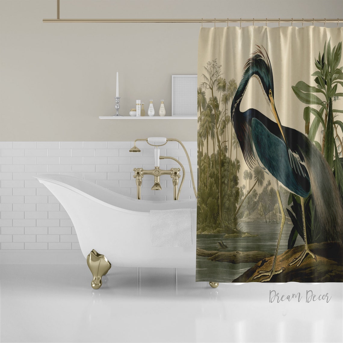 Heron Tartan Crest Shower Curtain