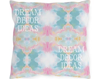 Abstract art OUTDOOR Pillow mirrored patio decor blush pink blue garden pillows balcony modern swimming pool lumbar swing designer SKU 0021