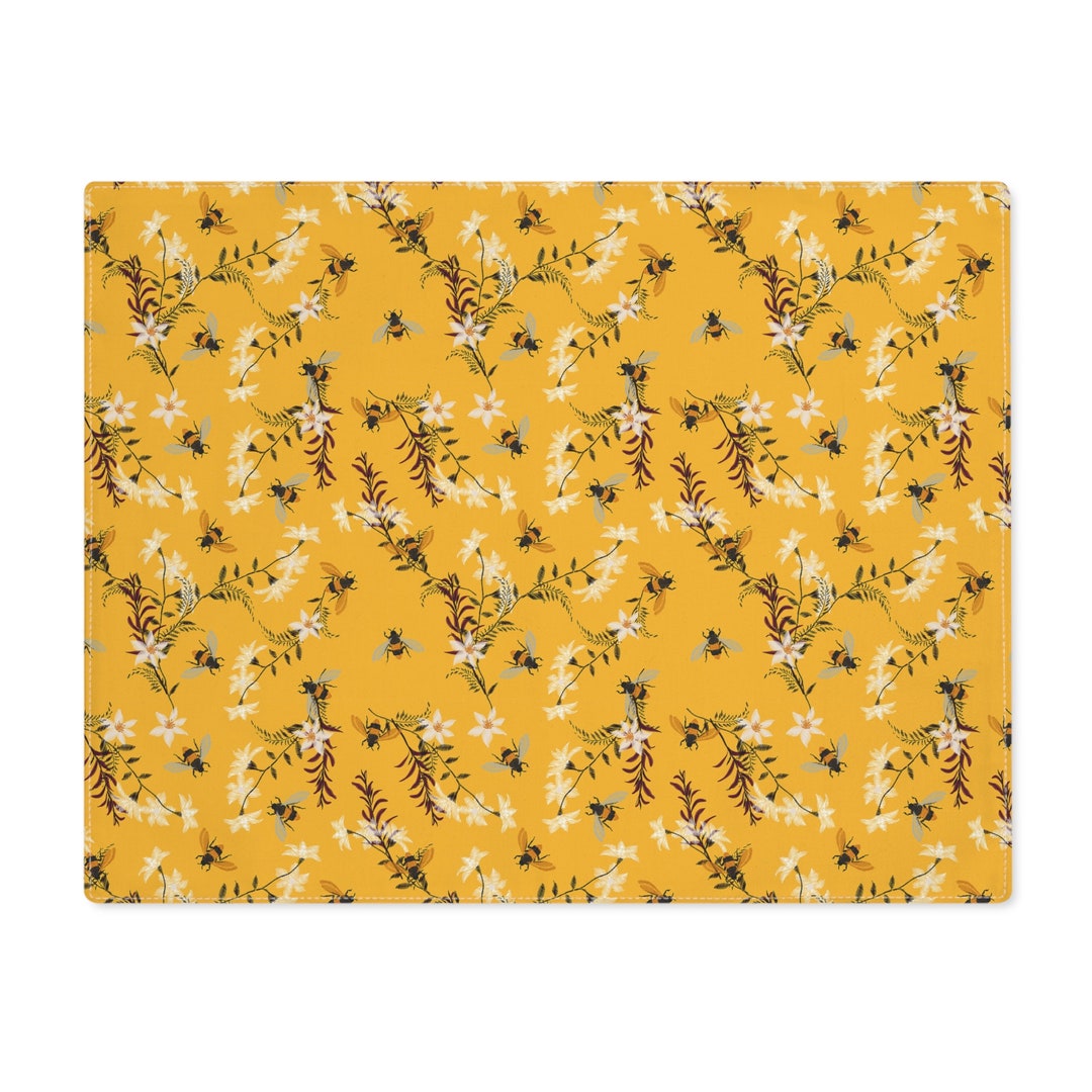 Bee Placemat Floral Fabric Placemats Yellow Cloth Table Decor Elegant