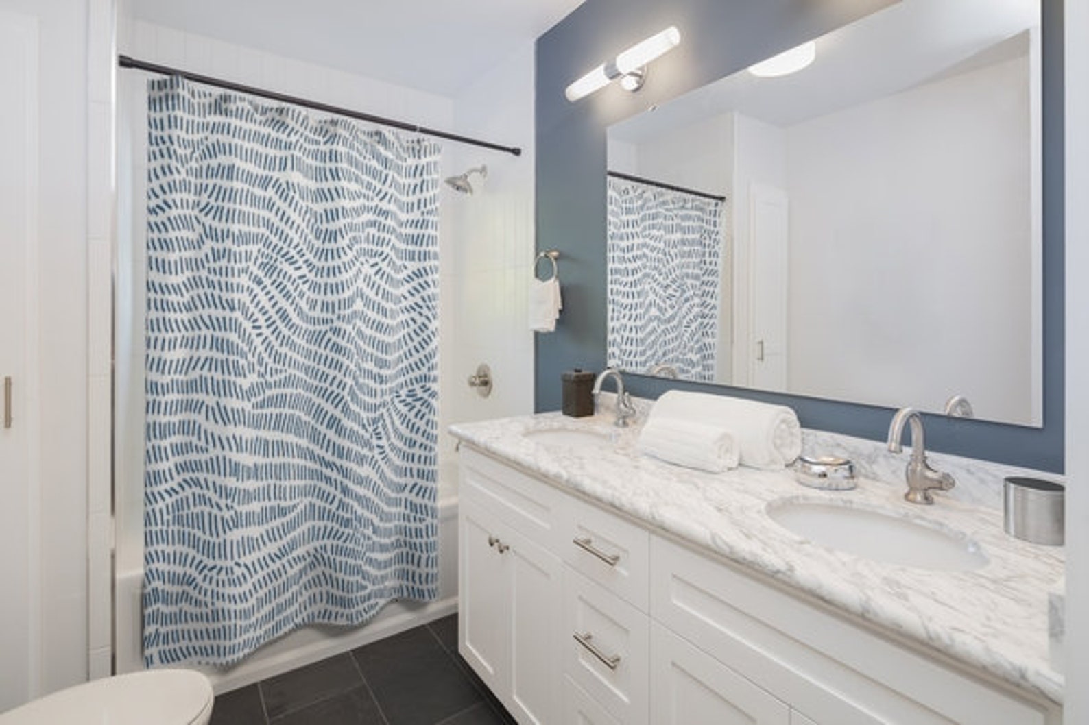 Minimalistic Shower Curtain Blue Bathroom Decor Minimal Shower - Etsy