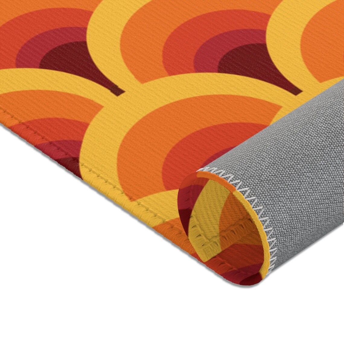 Retro area rug orange yellow room area rug geometric home Etsy