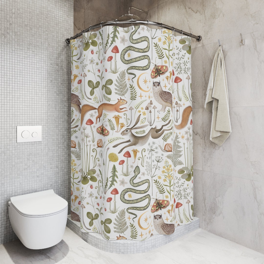 Woodland Animals Shower Curtain Kids Bathroom Decor Modern Shower