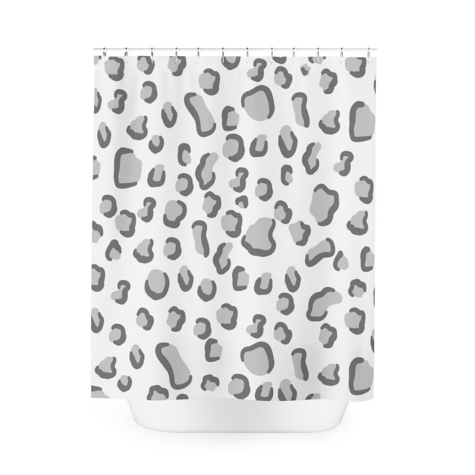 Animal Print Shower Curtain Grey Bathroom Decor Leopard Print Etsy