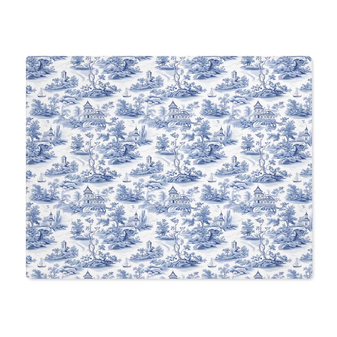 Toile De Jouy Placemat French Cottage Fabric Placemats Blue Etsy