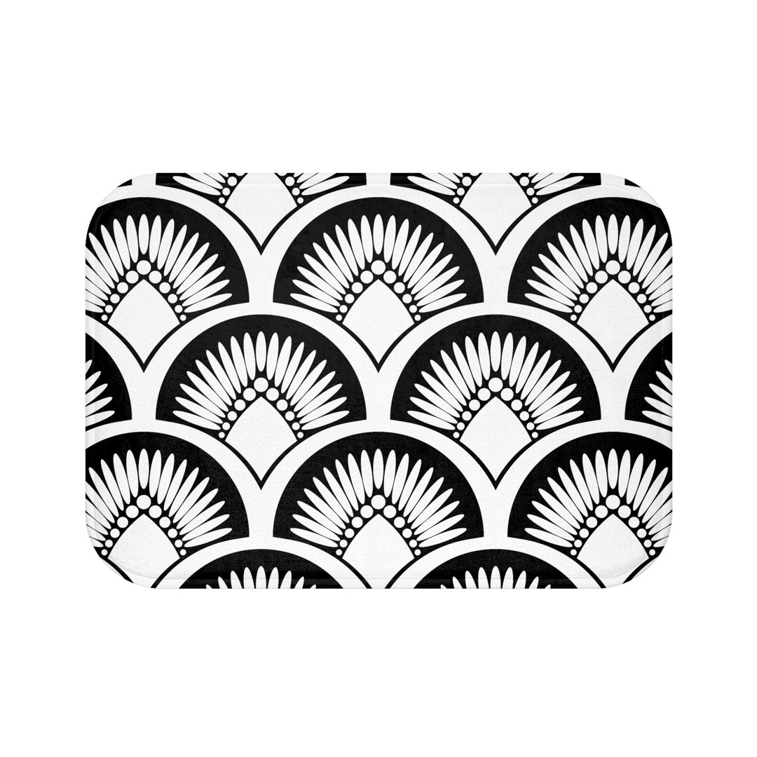 Art Deco Bath Mat Black and White Bath Mats Geometrical Bathroom Decor