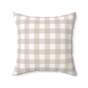 Gingham throw pillow case spring  pillow cover beige white pillow cushion plaid accent pillow cover cottagecore home decor farmhouse
