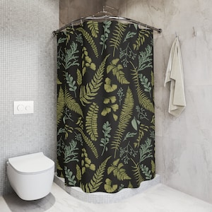 Fern Shower Curtain botanical bathroom decor forest shower curtains greenery boho bohemian leaves green woodland cabin decor nature