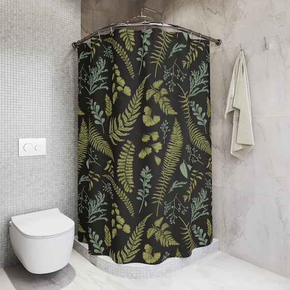 Fern Shower Curtain Botanical Bathroom Decor Forest Shower Curtains Greenery Boho Bohemian Leaves Green Woodland Cabin Decor Nature Etsy UK