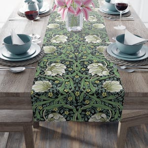 William Morris Table Runner vintage flowers table decor elegant kitchen decor art nouveau cream green  housewaming gift arts and crafts