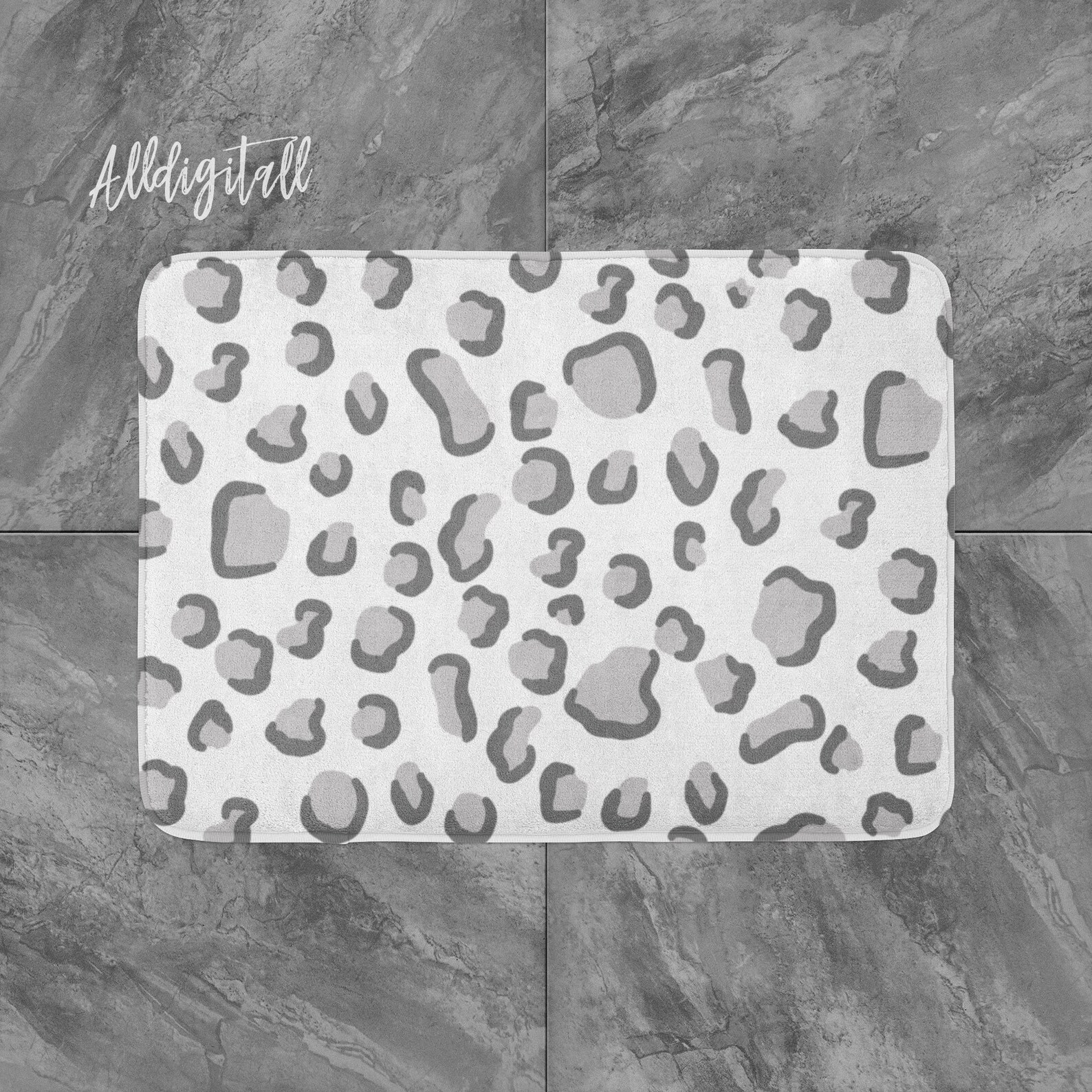 Animal Print Shower Curtain Grey Bathroom Decor Leopard Print Etsy