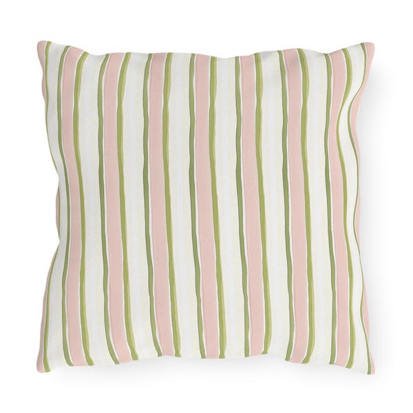 Striped Outdoor Pillow: Blush Pink & Lime Green Patio Decor