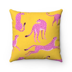 Cheetah throw pillow cover, animal print pillow case cheetah home decor jungle bedroom decor leopard accent pillow boho bohemian pink