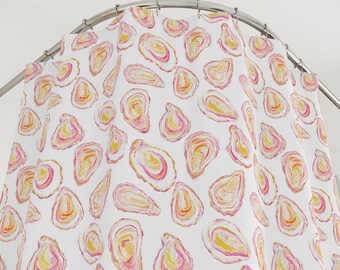 Pastel oyster Shower Curtain watercolor bathroom decor coastal ocean bath decor beach house sea nautical shower