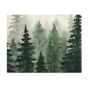 Woodland Placemat forest fabric placemats watercolor pine trees cloth table decor botanical pattern housewarming gift idea cabin decor