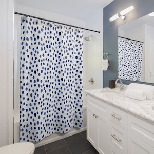 Polka dot Shower Curtain blue and  white Bathroom Decor abstract pattern Shower Curtain modern bath decor contemporary shower curtain