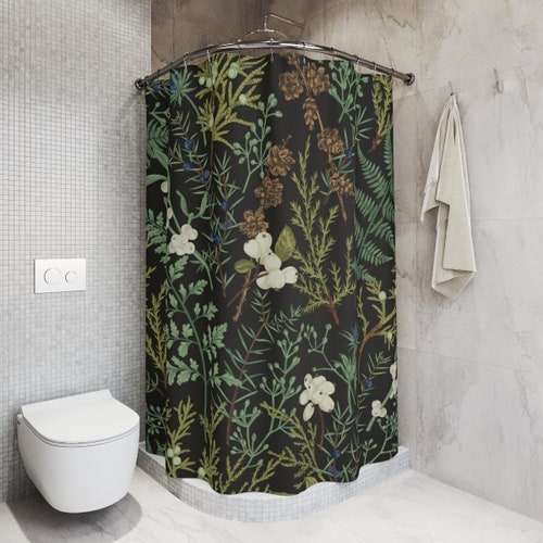 Fern Shower Curtain Botanical Bathroom Decor Forest Shower Etsy