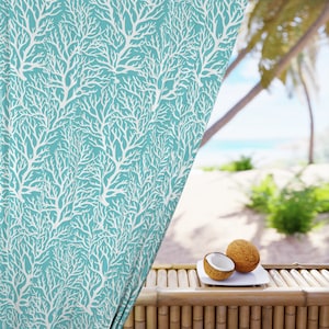 Coral reef Window Curtains coastal home decor teal white bedroom curtains sea living room decor ocean nursery decor beach house decor