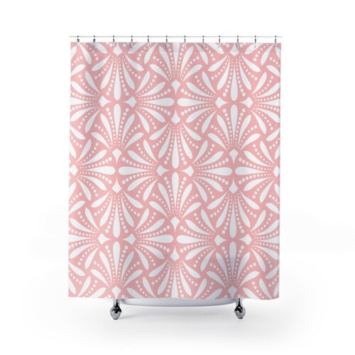 Pink Gold Shower Curtain Art Deco Bathroom Decor Blush Etsy