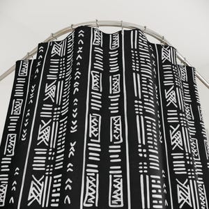 African Shower Curtain tribal black and white Bathroom Decor Ethnic mud cloth boho ethno pattern bohemian minimalistic